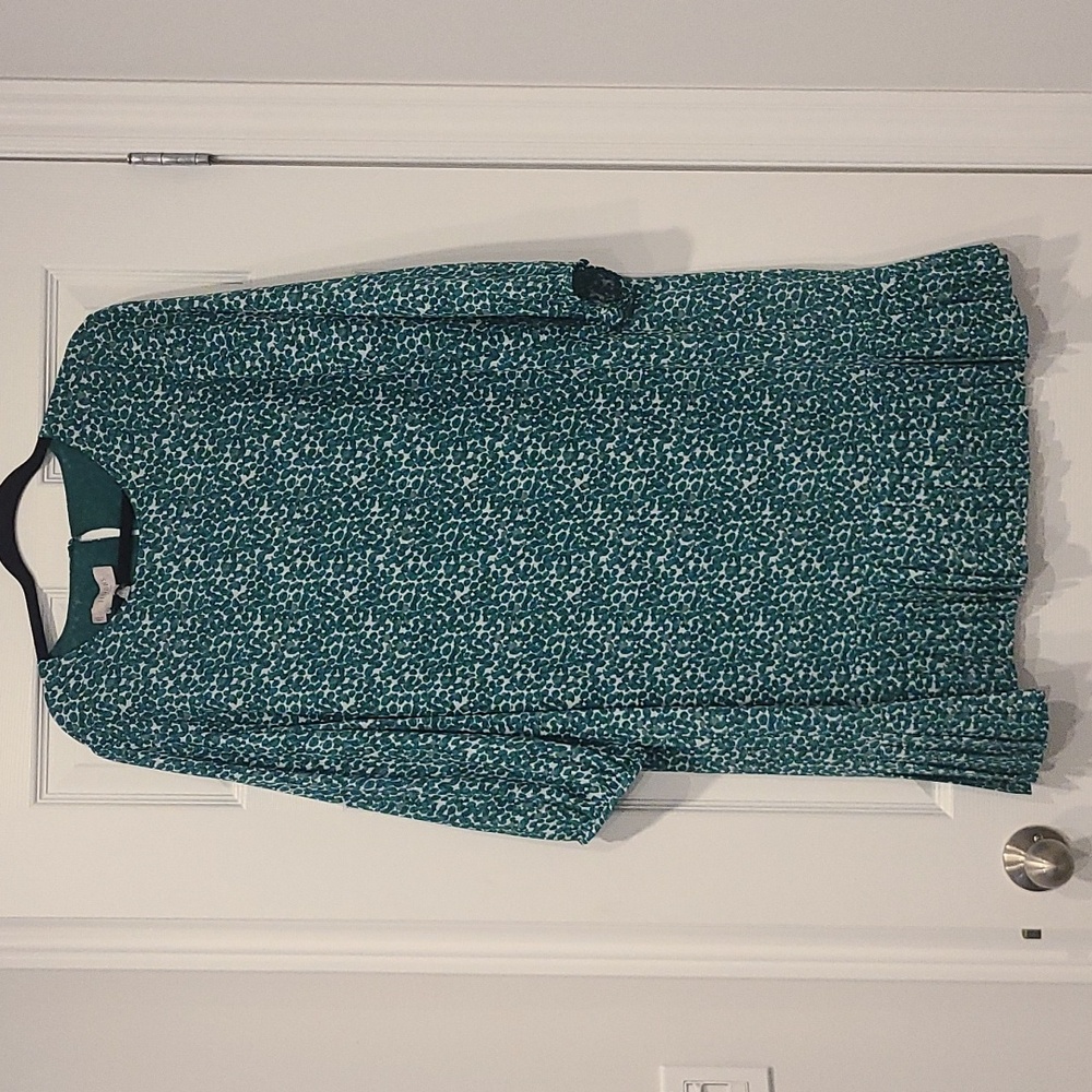 NWT HOBBS Green & White Pattern Ruffle Dress